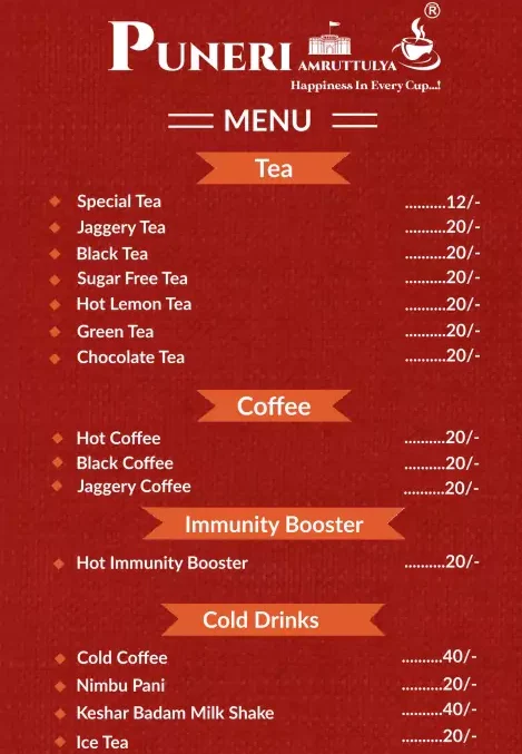 Puneri Amruttulya Franchise: Cost, Profit Margin, Details Puneri Amruttulya Menu